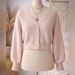 Gentle Fawn Blush Pink Ribbed Button Cardigan Cozy Knit Sweater